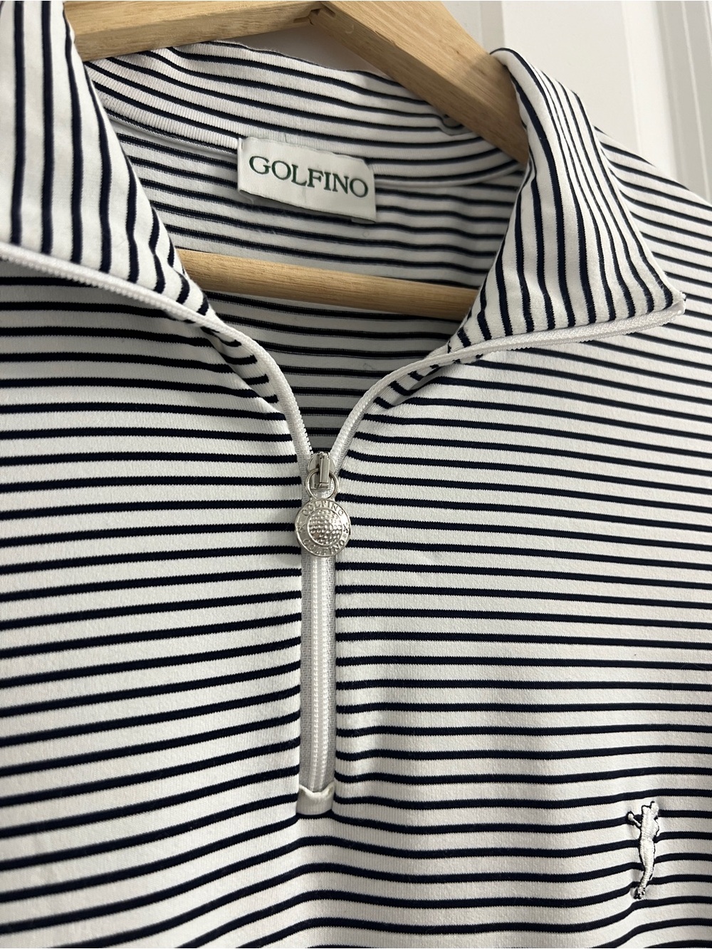Golfino Quarter-Zip Pullover in Navy and White-Size 12 - Picture 4 of 12